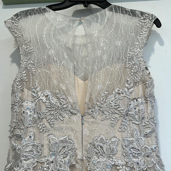 basix black label illusion bodice lace and sequin appliqué silver frost size 6 - Picture 9 of 9